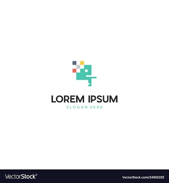 Elephant big data server media pixel logo vector image