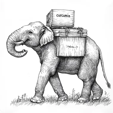Elephant Carrying Package Goods - Curcumin Line Art Elephant Carrying Package Goods - Curcumin Line Art