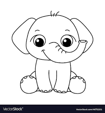 elephant cartoon coloring page for kids
