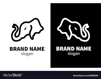 elephant head line art logo design
