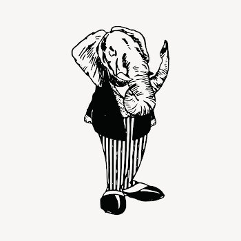 Elephant in suit collage element, | Free Vector - rawpixel