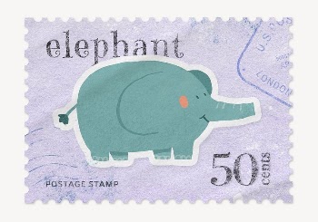 Elephant postage stamp, animal collage | Free PSD - rawpixel