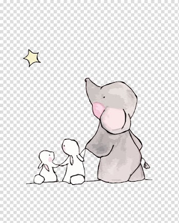 Elephant Rabbit Drawing Child, cute elephant and rabbit, elephant and rabbits transparent background PNG clipart