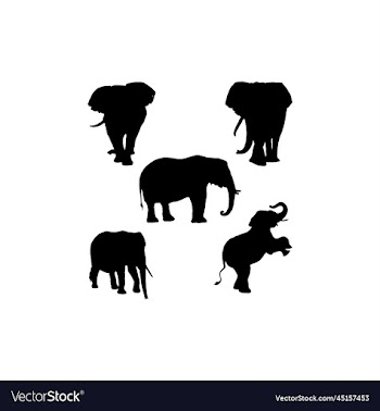 elephant set silhouette icon logo