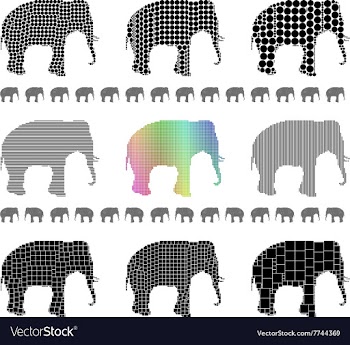 Elephant silhouette mosaic set vector image