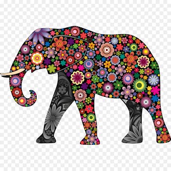 Elephant Wall decal Colorful Animals Sticker - Color Elephant 