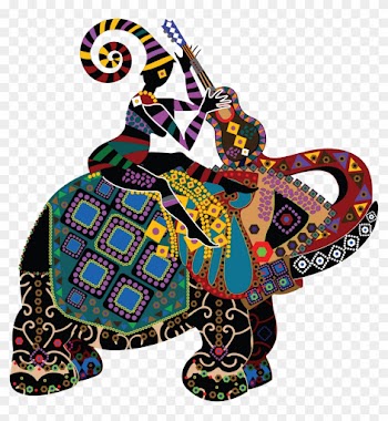 Elephants And People - Ethnic Clip Art