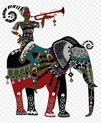 Elephants And People - Painting