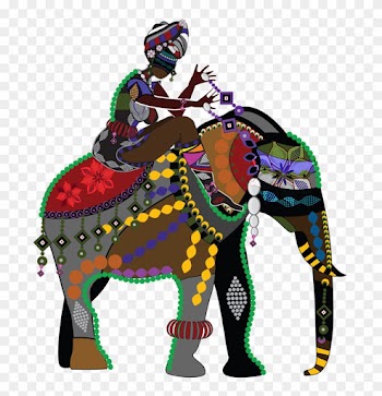 Elephants And People - Vector Style Painting