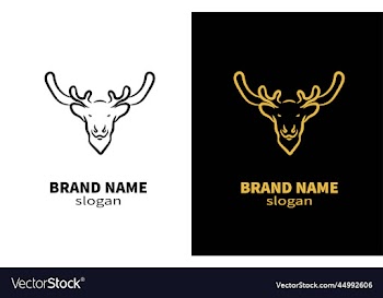 elk head deer line art logo design