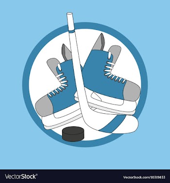 Emblem hockey - skates stick and puck vector image