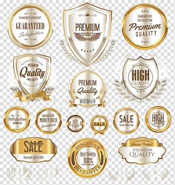 Emblem lot, Label Circle Euclidean , Golden round label transparent background PNG clipart