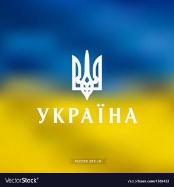  					Emblem of Ukraine with the text on a yellow vector image														