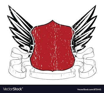 Emblem with shield and wings vector image