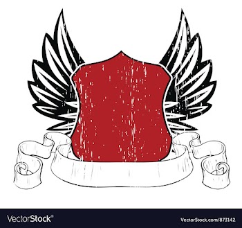 Emblem with shield and wings vector image