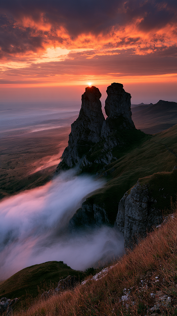 Embracing Giants: Ancient Rock Formations at Sunset