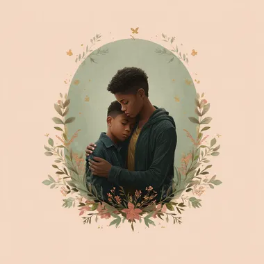 Embracing Love: Black Mother and Son Illustration