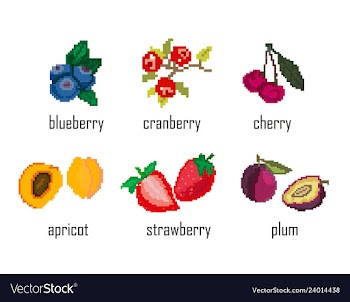 Embroidered pixel berries blueberries vector image