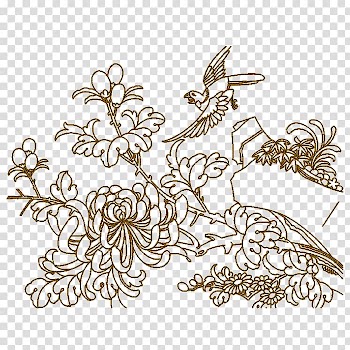 Embroidery Chrysanthemum , Line pattern transparent background PNG clipart