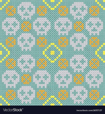 Embroidery texture with skulls vector image