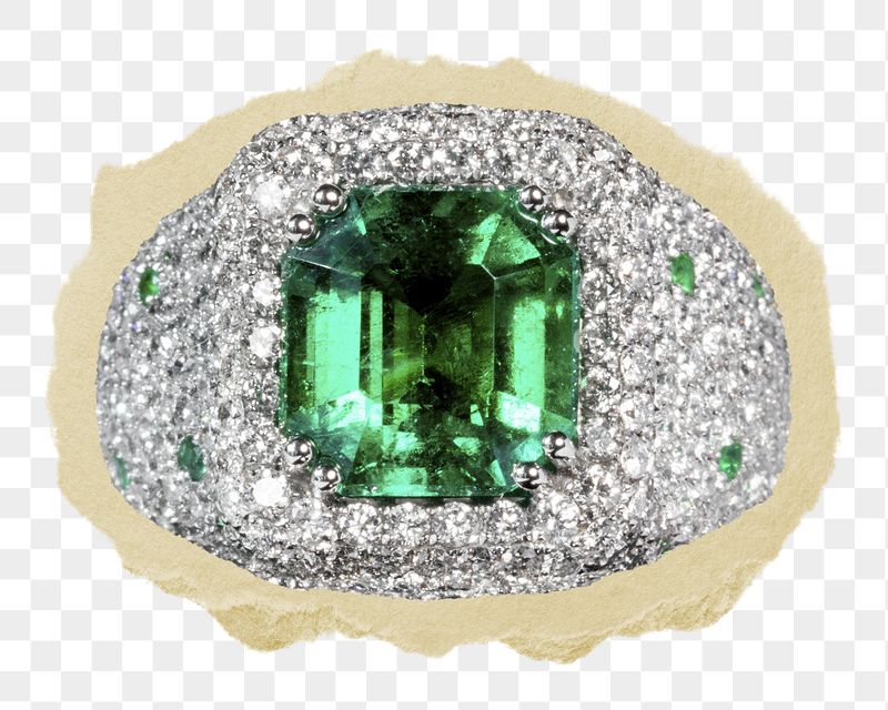 Emerald diamond ring png ripped | Free PNG - rawpixel