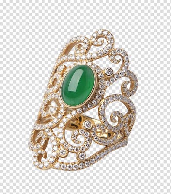 Emerald Ring Jewellery Diamond, Emerald ring transparent background PNG clipart