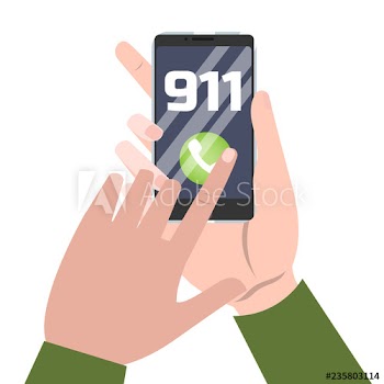 Emergency call on the mobile phone illustration