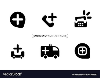 emergency contact medical icon set
