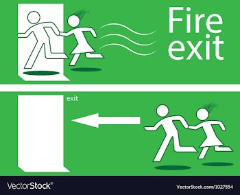 Emergency fire exit vector image
