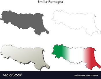 Emilia-Romagna blank detailed outline map set vector image