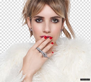 Emma Roberts, Emma Roberts wearing white fur-lined coat transparent background PNG clipart