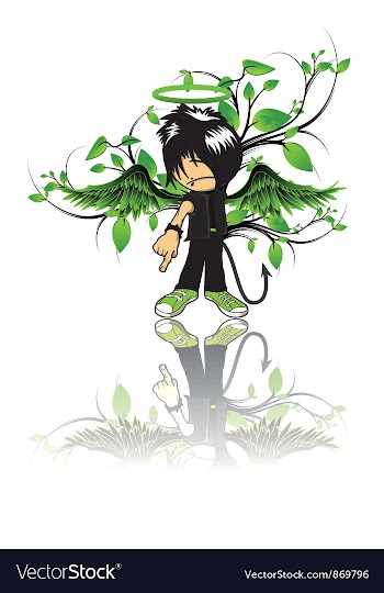 Emo kid with floral vector image