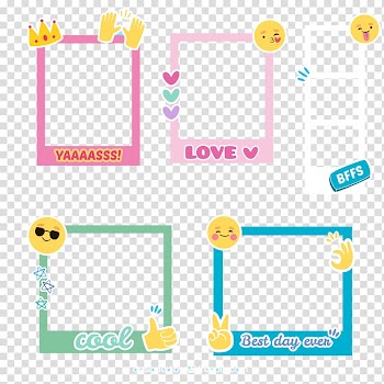Emoji, Flat cartoon frames transparent background PNG clipart
