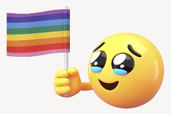 Emoji holding LGBT flag mockup, | Free PSD Mockup - rawpixel