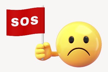Emoji holding sos flag mockup, | Free PSD Mockup - rawpixel
