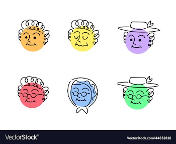 emoji old woman round face set flat design