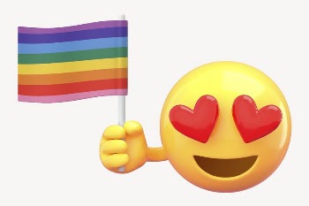 Emoticon holding LGBT flag mockup, | Free PSD Mockup - rawpixel