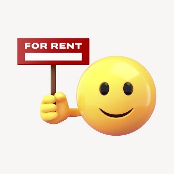 Emoticon holding rent sign mockup, | Free PSD Mockup - rawpixel