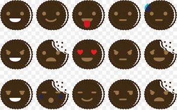 Emoticon Oreo Emoji Icon - Oreo face 