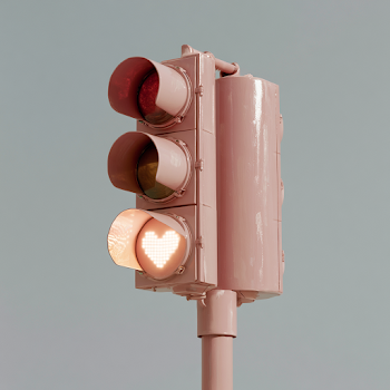 Emotional Pink Traffic Signal Installation