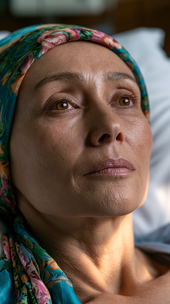 Emotionally Resilient Uzbek Woman in Hospital Bed