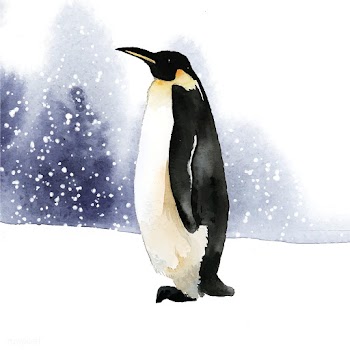 Emperor penguin in the snow watercolor vector | Free stock vector - 489398