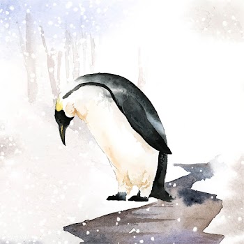 Emperor penguin in the snow watercolor vector | Free stock vector - 489424