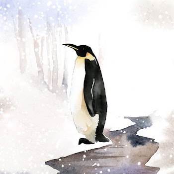 Emperor penguin in the snow watercolor vector | Free stock vector - 489458
