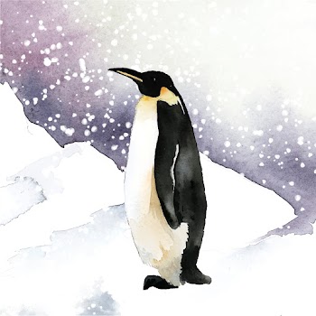 Emperor penguin in the snow watercolor vector | Free stock vector - 489548