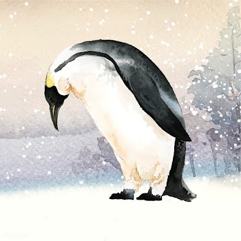 Emperor penguin in the snow watercolor vector | Free stock vector - 489593
