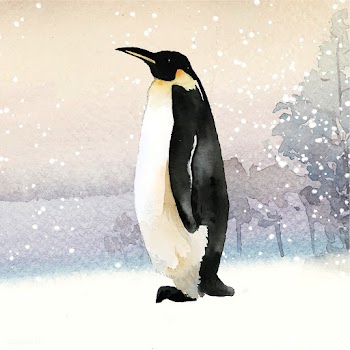 Emperor penguin in the snow watercolor vector | Free stock vector - 489648