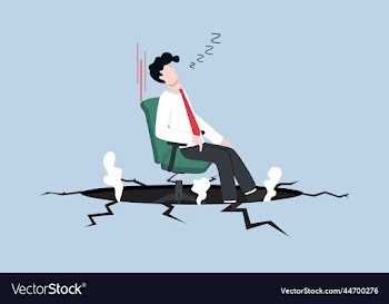 employee sleep on office chair falling into hole
