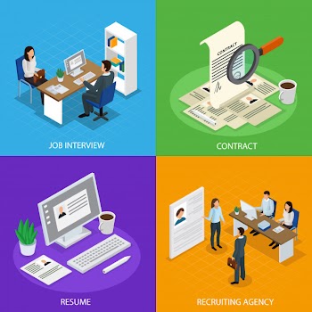 Employment recruitment isometric composition set Free Vector