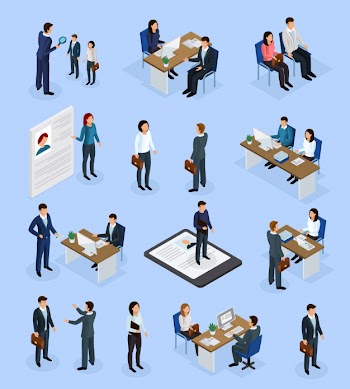 Employment recruitment isometric scenics Free Vector